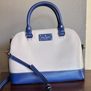 Kate Spade Satchel/Crossbody Cream & Blue Colorblock Pebble Leather Purse